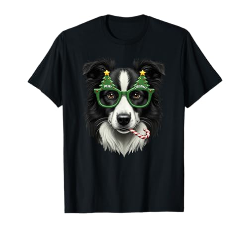 Weihnachtsbaum-Sonnenbrille Border Collie Weihnachten Herren Damen T-Shirt Weihnachtsbaum-Sonnenbrille Border Collie Weihnachten Herren Damen T-Shirt von Border Collie Lovers Christmas Costume Women Men