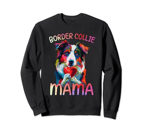 Border Collie Lovers Mama Pop Art Damen Border Collie Mom Sweatshirt von Border Collie Lovers Designs
