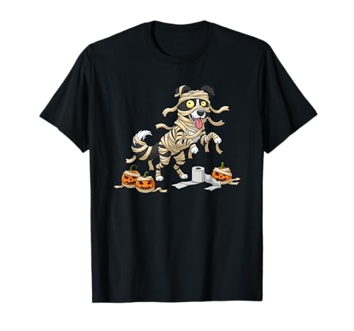 Lustiger Border Collie Mummy Kürbis Halloween Kinder Herren Damen T-Shirt von Border Collie Lovers Halloween Outfits Boy Girl