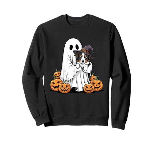 Lustiger Ghost Border Collie Kürbis Halloween Kinder Herren Damen Sweatshirt von Border Collie Lovers Halloween Outfits Boy Girl