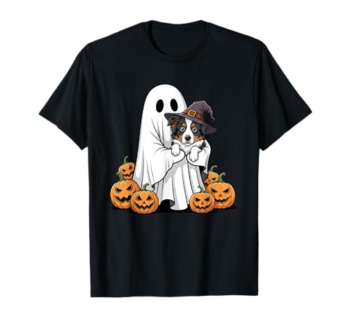 Lustiger Ghost Border Collie Kürbis Halloween Kinder Herren Damen T-Shirt von Border Collie Lovers Halloween Outfits Boy Girl