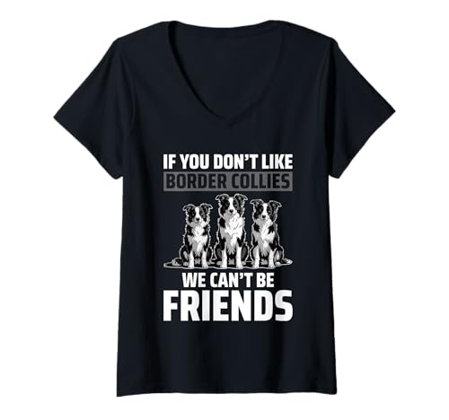 Damen Border Collie Hund T-Shirt mit V-Ausschnitt Damen Border Collie Hund T-Shirt mit V-Ausschnitt von Border Collie for Men and Women