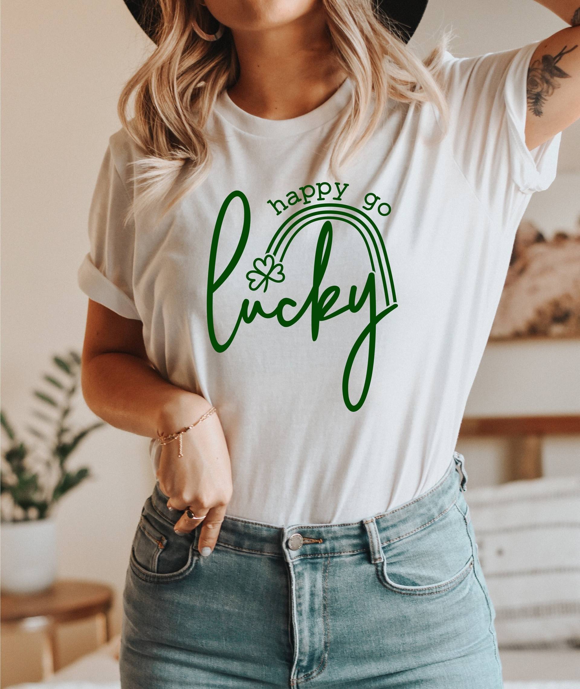 Irish Shirt, St. Patricks Day T-Shirt Für Frauen, Shirt Männer, Glück Der Iren, Happy Go Lucky von BorderLes