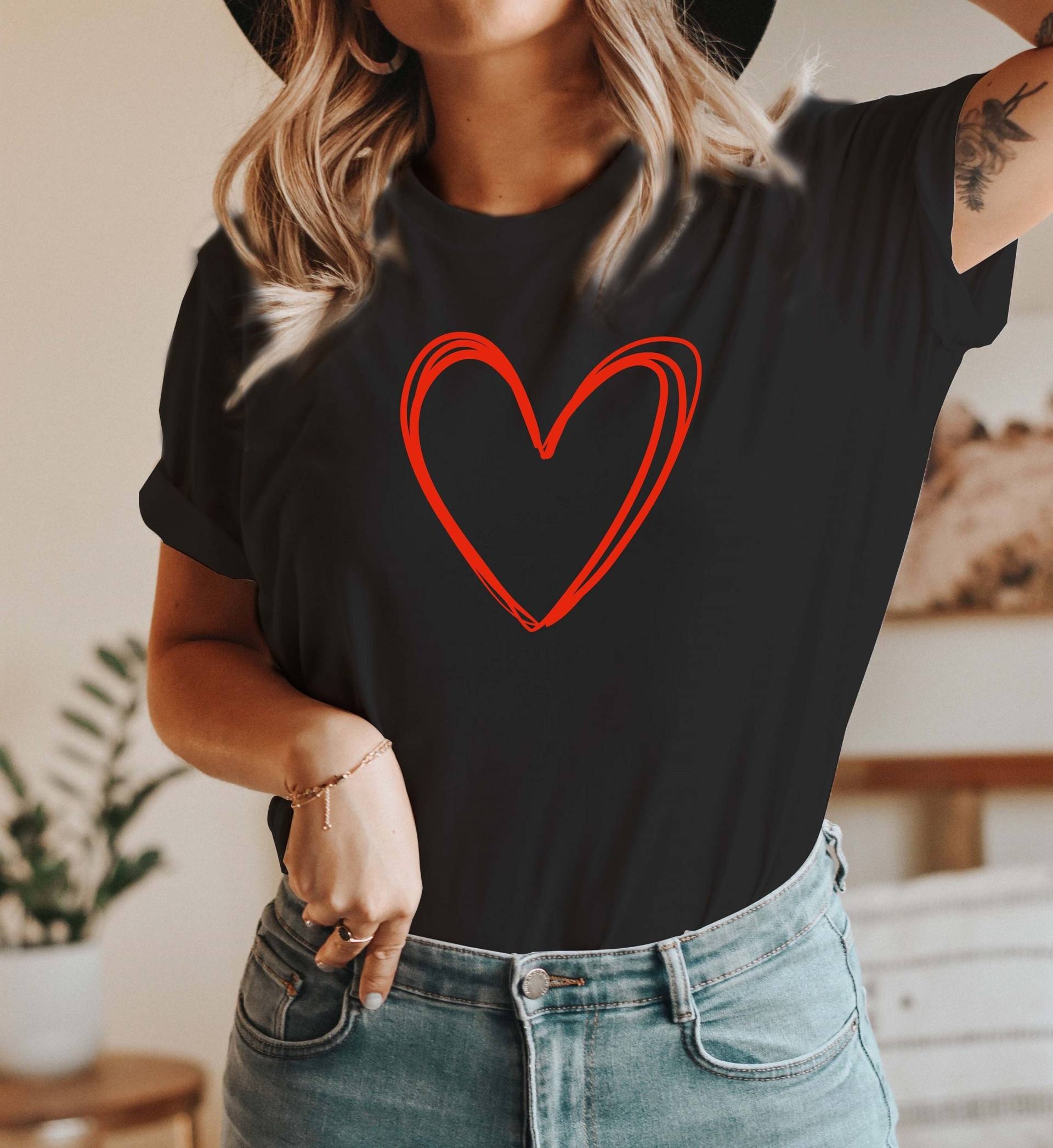 Valentine Es Shirts Für Frauen, Shirt Love Shirt, Süßes Valentinstag Tshirt Herz, Crewneck Valday.d5 von BorderLes