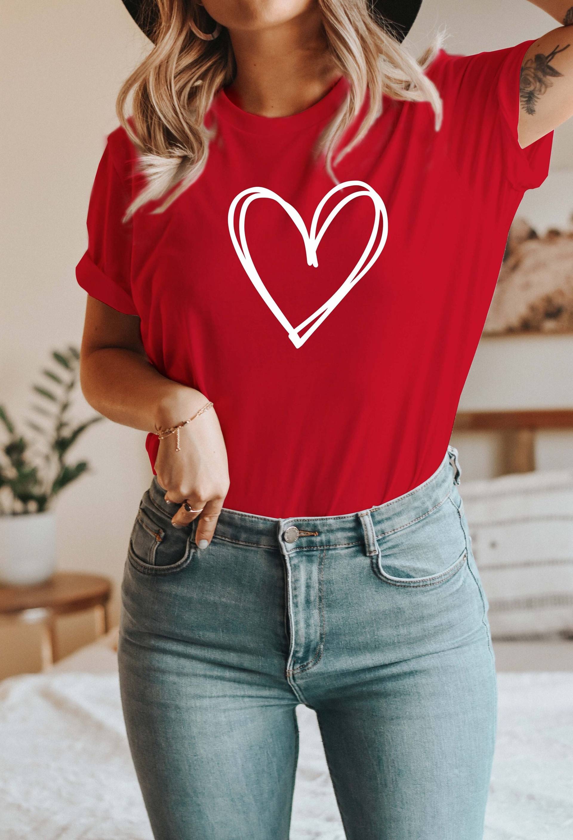 Valentine Es Shirts Für Frauen, Shirt Love Shirt, Süßes Valentinstag Tshirt Herz, Crewneck Valday.d5 von BorderLes