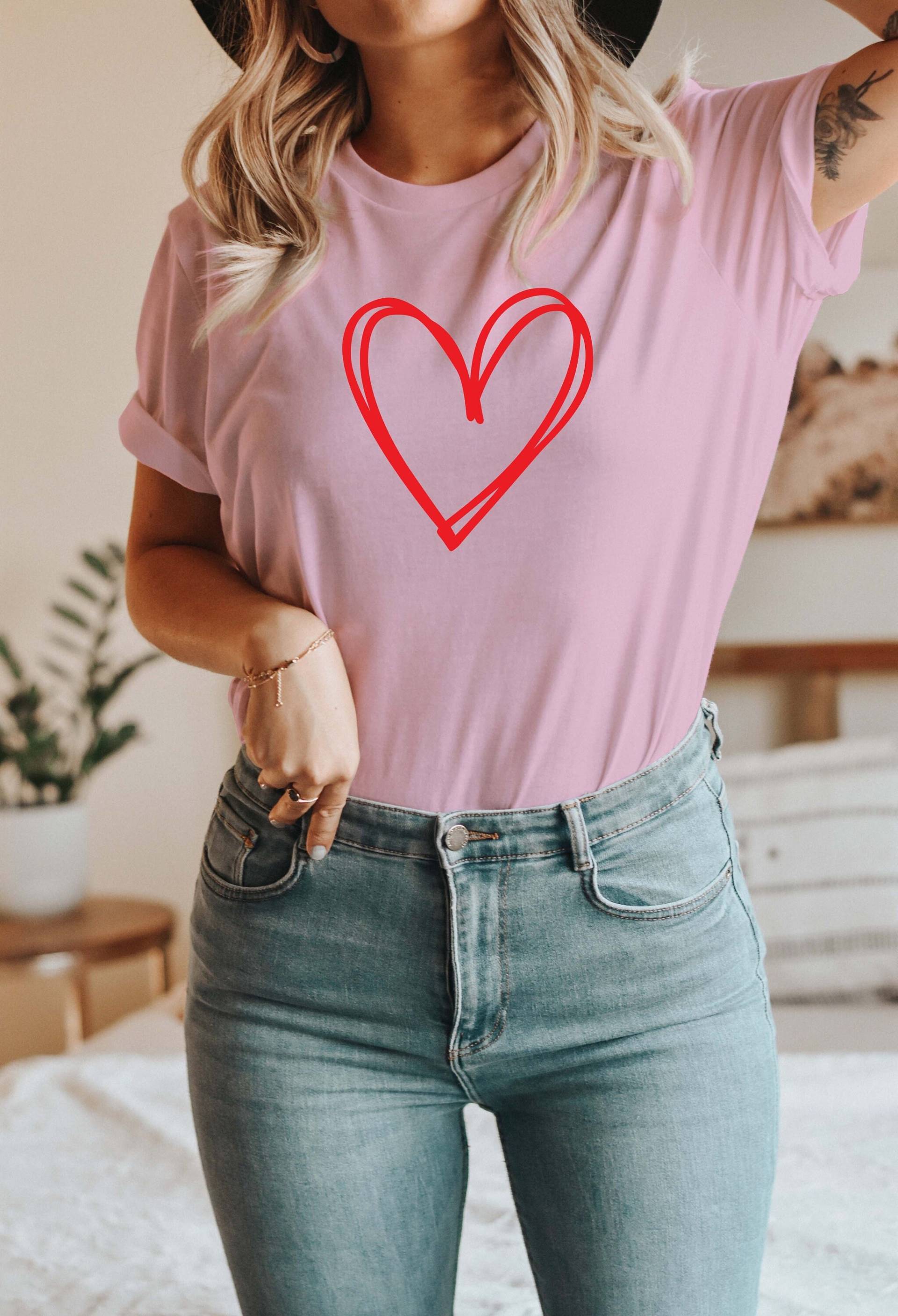 Valentine Es Shirts Für Frauen, Shirt Love Shirt, Süßes Valentinstag Tshirt Herz, Crewneck Valday.d5 von BorderLes