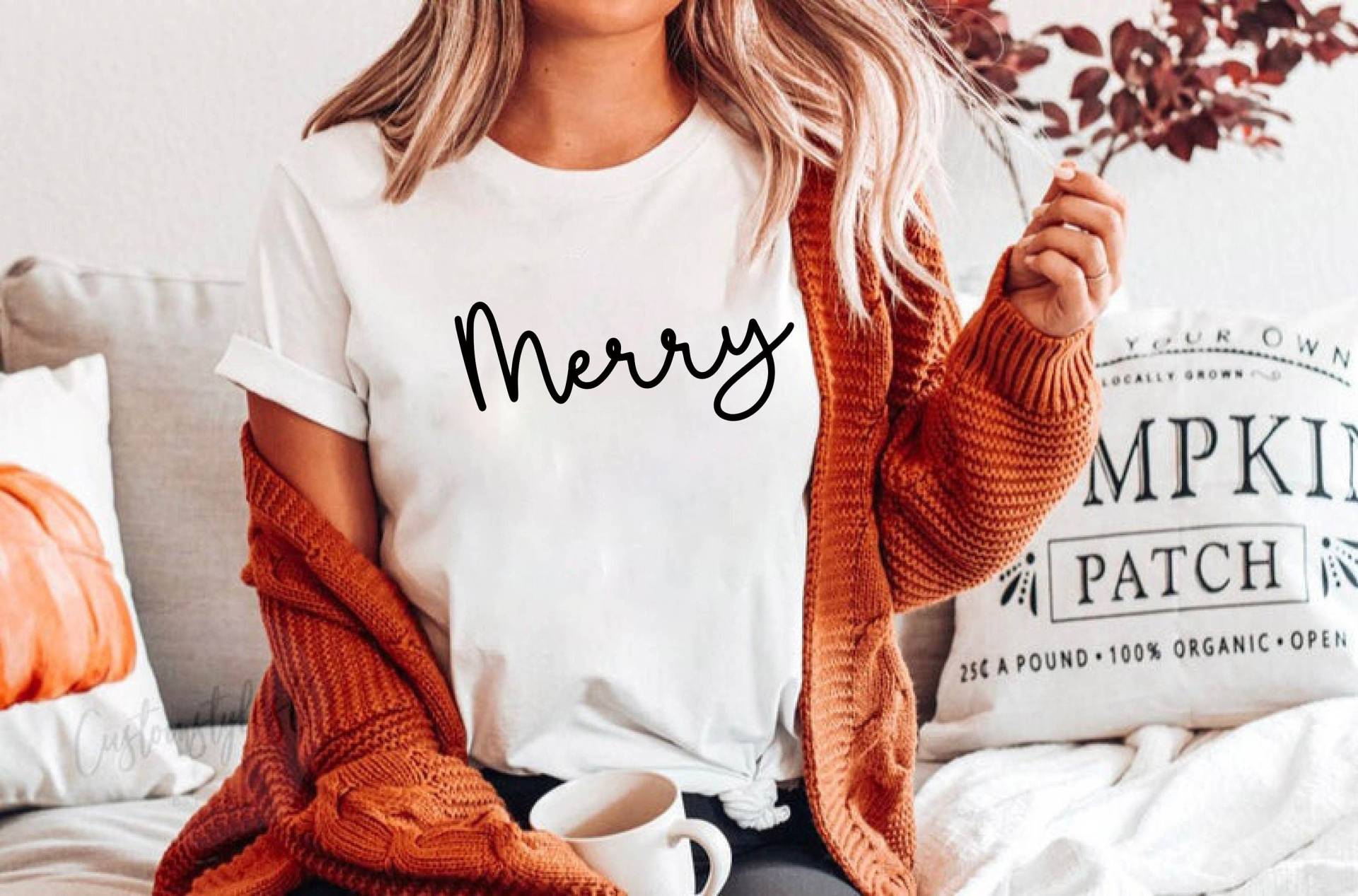 Weihnachts Tshirt, Lustiges Weihnachtsshirt Für Frauen, Weihnachtsgeschenke Frauen Merry Shirt, Christmas Crewneck Merry | Tsirt von BorderLes