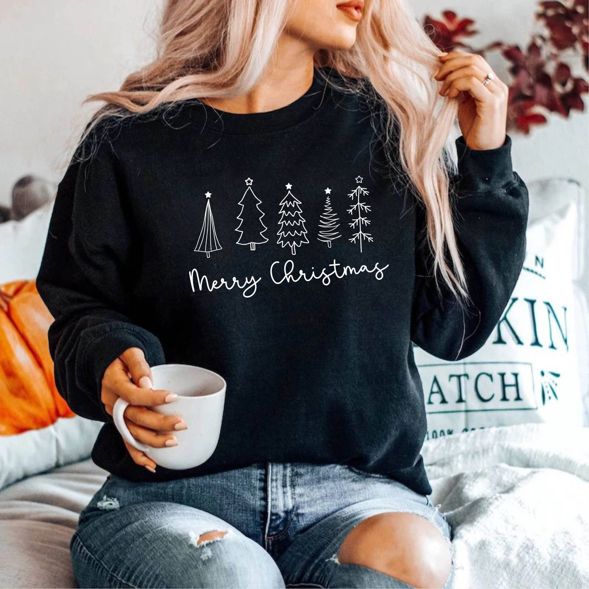 Weihnachtsbaum-Sweatshirt, Weihnachten Sweatshirt, Süßes Weihnachts-Shirt, Feiertags-Shirt, Frauen-Weihnachts-Shirt, Weihnachtsbaum-1 | Swt von BorderLes