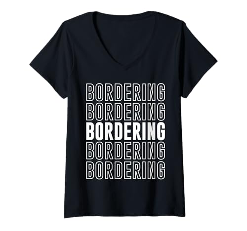 Damen Bordüre T-Shirt mit V-Ausschnitt von Bordering Apparel