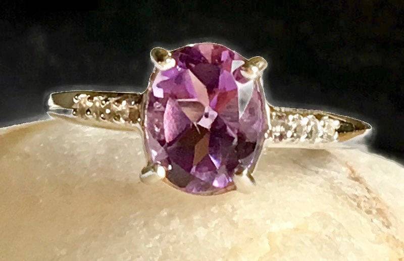 Amethyst Und Weißer Topas Silberring von BorealisJewellery
