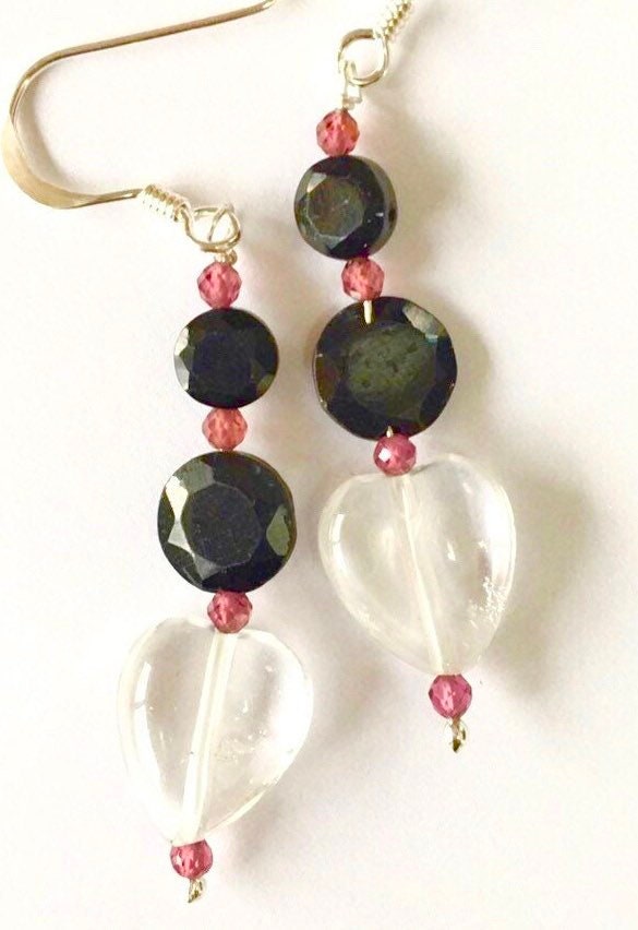 Bergkristall Herz Ohrringe von BorealisJewellery