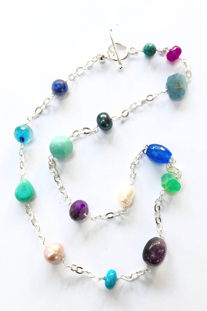 Blaue Und Grüne Edelsteinkette von BorealisJewellery