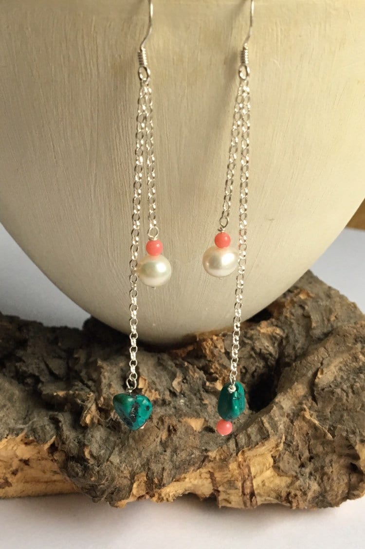 Boho Türkis Und Perlen Ohrringe von BorealisJewellery