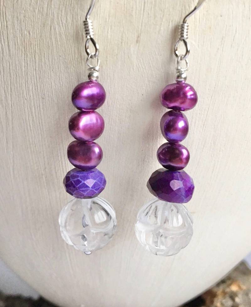 Geschnitzte Quarzblüten Ohrringe von BorealisJewellery