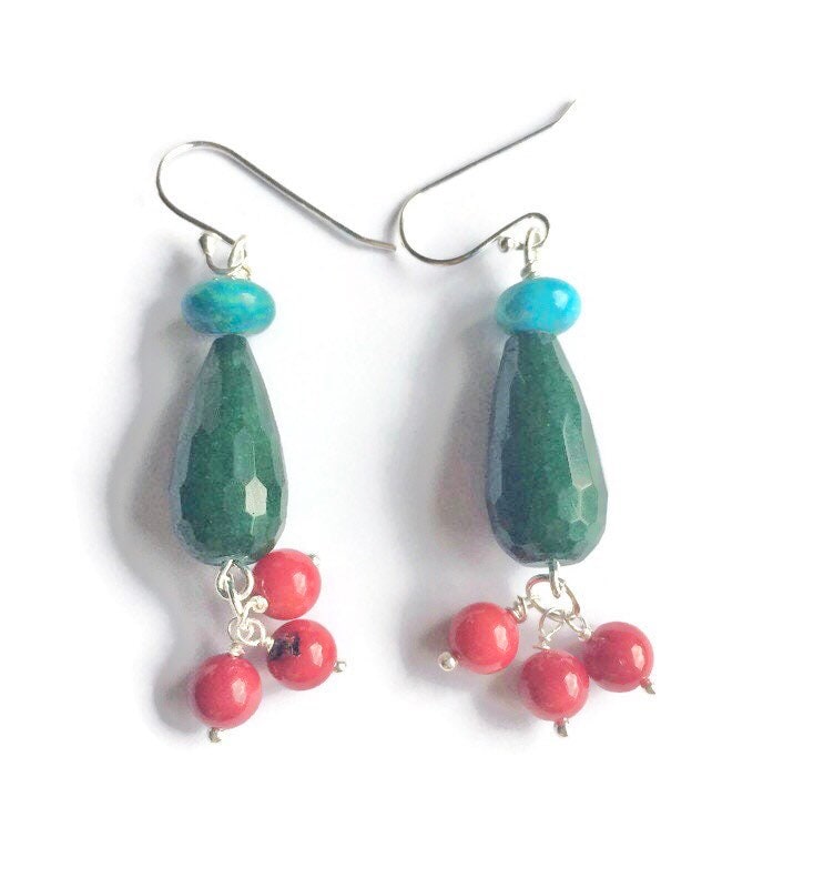 Grüner Onyx Boho Ohrringe von BorealisJewellery