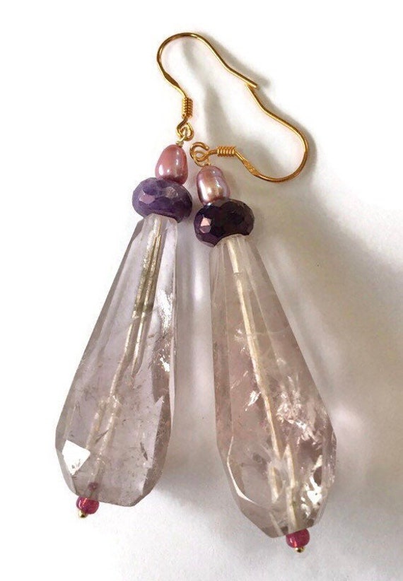 Lavendel Amethyst Lange Tropfen Ohrringe von BorealisJewellery