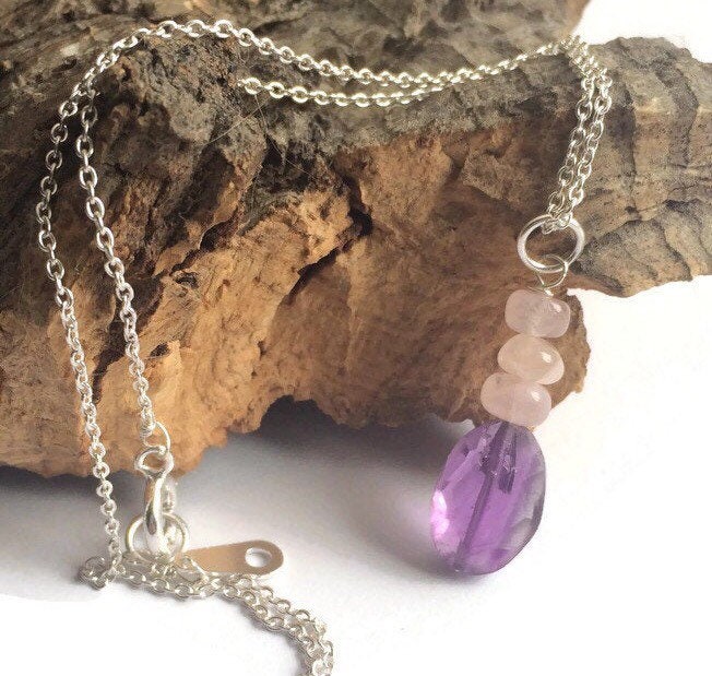 Morganit Und Amethyst Anhänger von BorealisJewellery