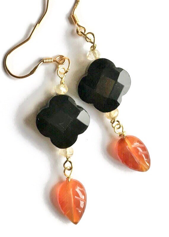 Obsidian Blüten Ohrringe von BorealisJewellery