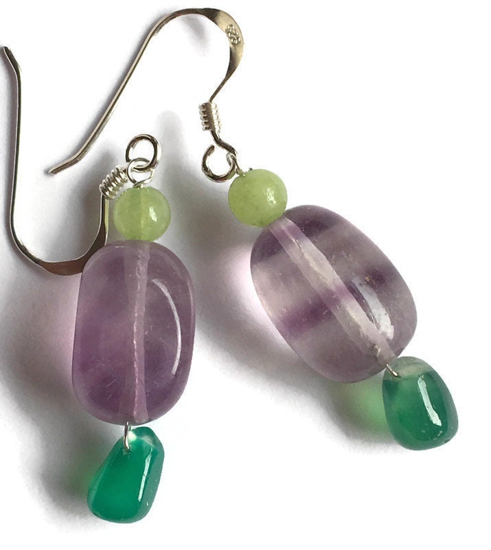 Ohrringe Aus Fluorit Und Grünem Onyx von BorealisJewellery