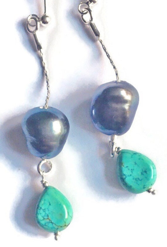 Pfauenperlen Und Türkis Ohrringe von BorealisJewellery