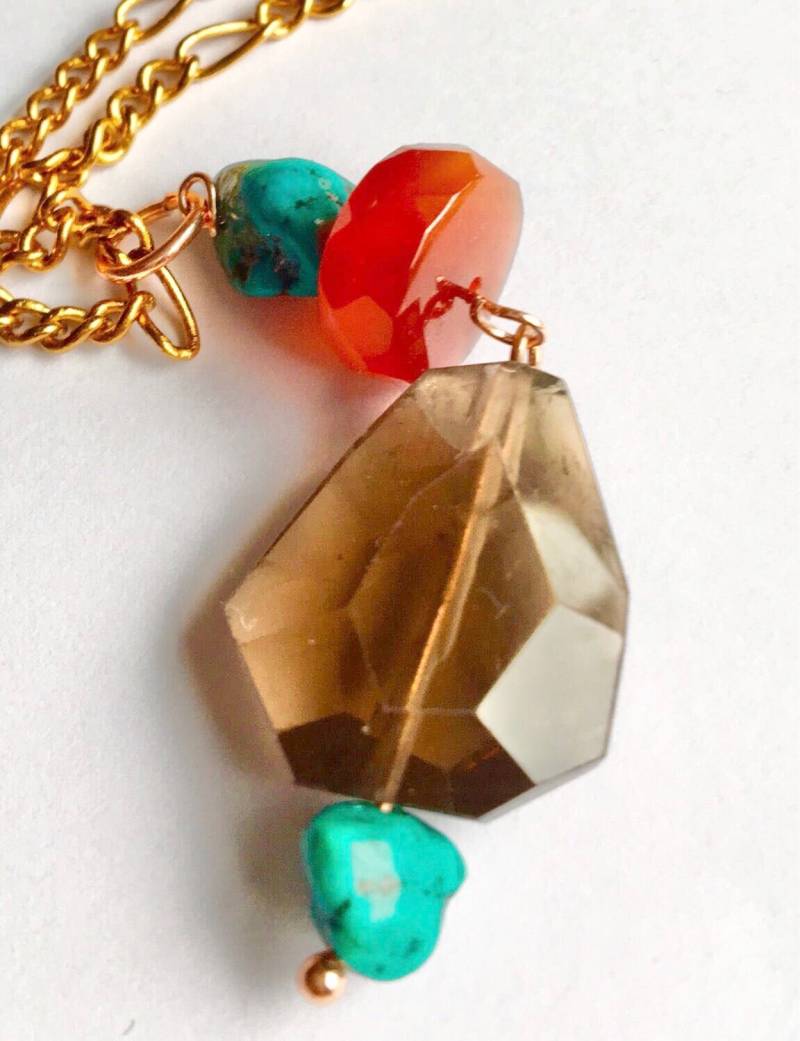 Rauchquarz Und Türkis Anhänger von BorealisJewellery