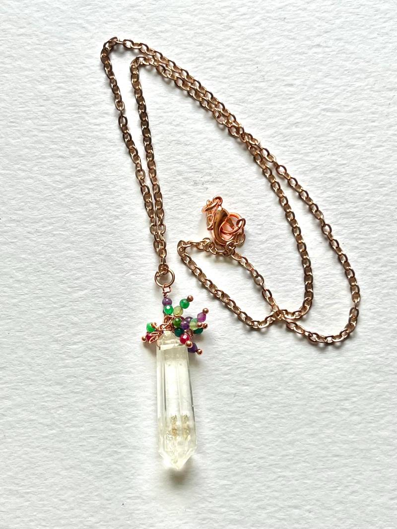 Reduziert Bergkristall Und Achat Anhänger von BorealisJewellery