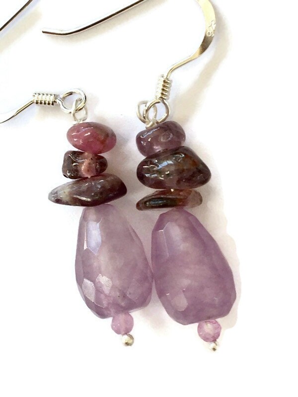 Rosa Turmalin Und Quarz Ohrringe von BorealisJewellery