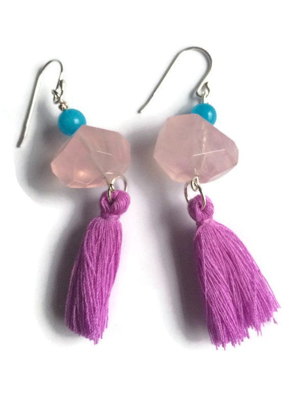 Rosenquarz Boho Ohrringe von BorealisJewellery