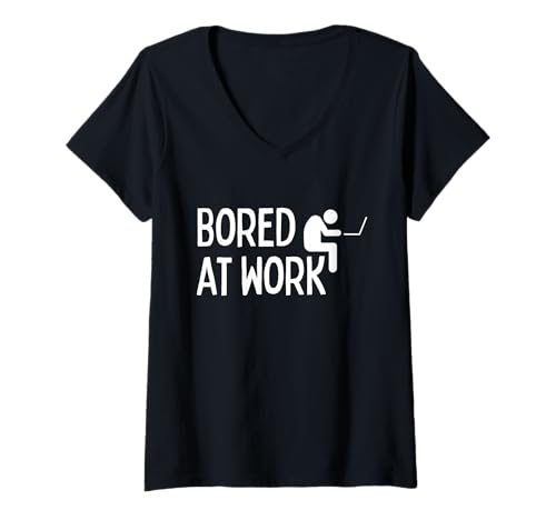 Damen Lustig gelangweilt bei der Arbeit faul Büro Humor Liebhaber Witze Frauen Männer T-Shirt mit V-Ausschnitt Damen Lustig gelangweilt bei der Arbeit faul Büro Humor Liebhaber Witze Frauen Männer T-Shirt mit V-Ausschnitt von Bored at work sarcastic job saying