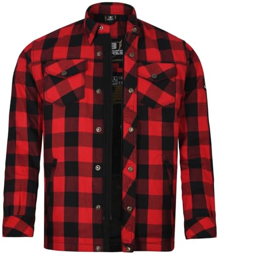 Bores Lumberjack Jacken-Hemd Basic Herren Motorradjacke Rot/Schwarz 2XL von Bores