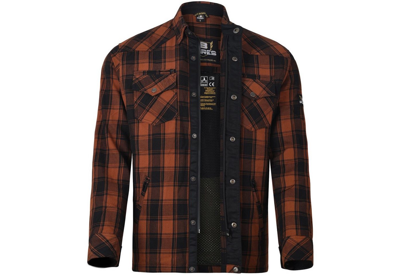 Bores Motorradjacke Bores Lumberjack Jacken-Hemd orange / schwarz Herren 3XL von Bores