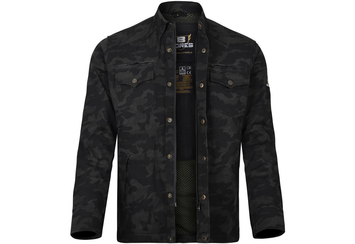 Bores Motorradjacke Bores Militaryjack Jacken-Hemd camouflage schwarz 2XL von Bores