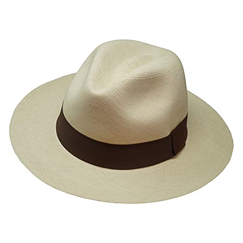 Borges & Scott Der Japura - Signatur Fedora Panama Hut - Natur mit braunem Band - Rollbarer und ultraleichter echter Panama Hut - 54cm von Borges & Scott