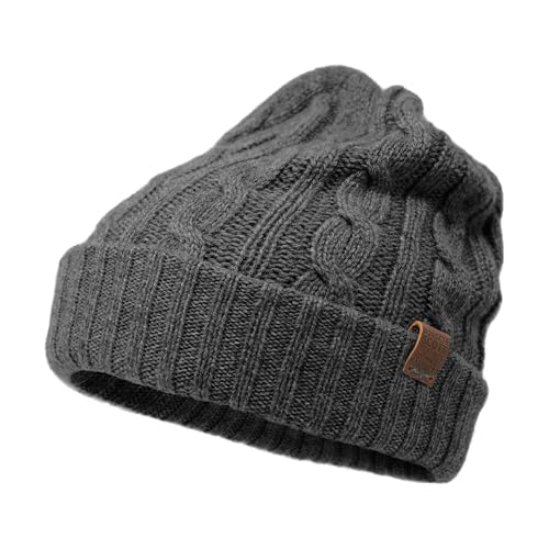 Borges & Scott Die Lux - 100% Kaschmir - Reversible doppellagige Mütze - extra dick - Dunkelgrau von Borges & Scott