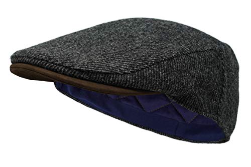 Borges & Scott Die Sloan - Flat Cap aus Irish Tweed und Nubukleder - Irischer Schiefer - S von Borges & Scott