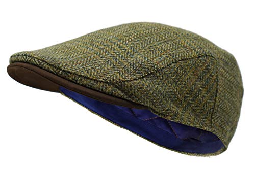 Borges & Scott Die Sloan - Flat Cap aus Irish Tweed und Nubukleder - Land Grün - L von Borges & Scott