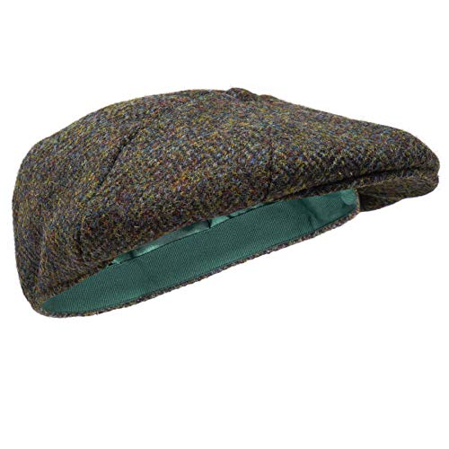 Borges & Scott Dingwall Schirmmütze 8-TLG. – Schiebermütze Herren aus 100% handgewebter Wolle Harris Tweed - Wasserabweisend - Waldfarbe 54cm von Borges & Scott