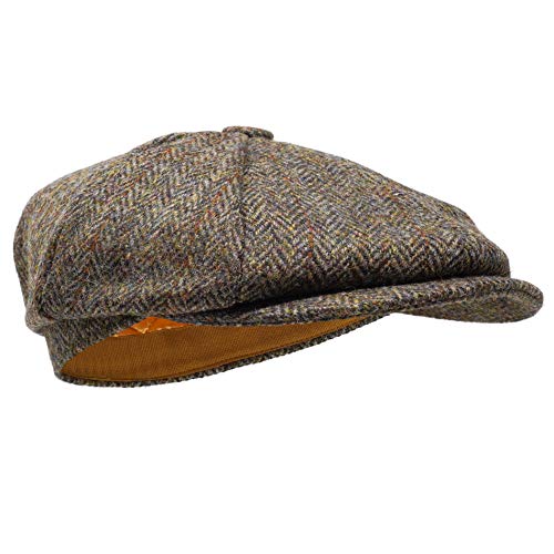 Borges & Scott Lomond Schirmmütze Newsboy – Schiebermütze aus 100% handgewebter Wolle - Harris Tweed - wasserabweisend - Fischgrätenmuster 54cm von Borges & Scott