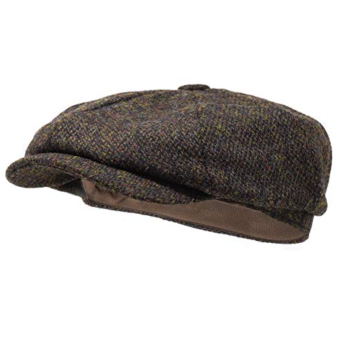 Borges & Scott Lomond Schirmmütze Newsboy – Schiebermütze aus 100% handgewebter Wolle - Harris Tweed - wasserabweisend - Kaffee 54cm von Borges & Scott