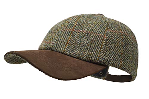 Borges & Scott Munro Baseball Cap - 100% Wolle - Harris Tweed – Schirm aus Nubuk Leder - Feld Herringbone von Borges & Scott