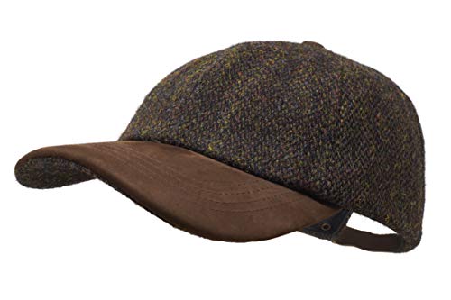 Borges & Scott Munro Baseball Cap - 100% Wolle - Harris Tweed – Schirm aus Nubuk Leder - Kaffee Braun von Borges & Scott