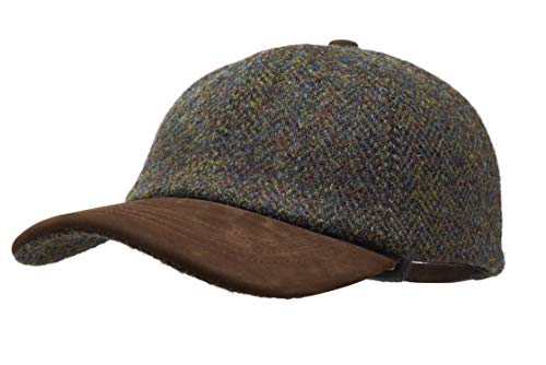 Borges & Scott Munro Baseball Cap - 100% Wolle - Harris Tweed – Schirm aus Nubuk Leder - Wald von Borges & Scott