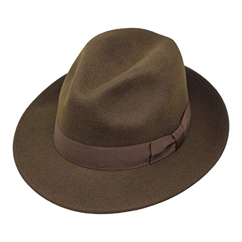 Borges & Scott Swift - Fedora - Leichtgewichtig - 100% Wollfilz – Für die Reise knautschbar - Wasserabweisend - Snap Brim - 54cm Dunkelbraun von Borges & Scott