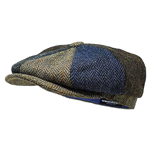 Borges & Scott The Tay – Patchwork Baker Boy Cap – Harris Tweed – 100% Wolle – wasserabweisend, Patchwork, M von Borges & Scott