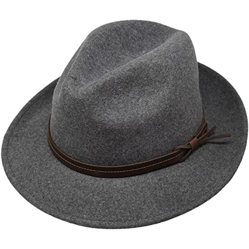 The Stoker – leichte breite Krempe – wasserabweisend – Fedora Trilby Stil Filzhut, grey melange, 60 von Borges & Scott