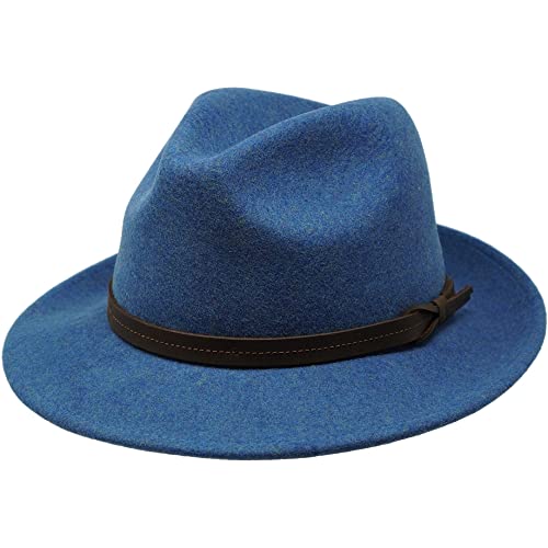 The Stoker – leichte breite Krempe – wasserabweisend – Fedora Trilby Style Filzhut, Blau melange, 54 von Borges & Scott