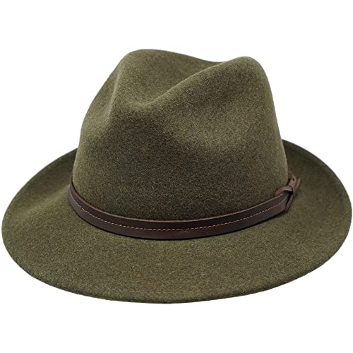 The Stoker – leichte breite Krempe – wasserabweisend – Fedora Trilby Style Filzhut, Tiefenmoos, 60 von Borges & Scott