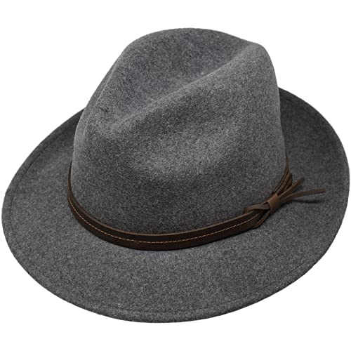 The Stoker – leichte breite Krempe – wasserabweisend – Fedora Trilby Style Filzhut, grey melange, M von Borges & Scott