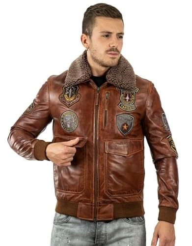 Pelletterie Borghese | Herren Leder Aviator Jacke | Vintage Leder | Lederjacke | Bomber Leder Aviator | Lederjacke | Echtes Leder | Made in Italy | AVIATORE LC (48) von Borghese - Pelletteria Artigianale