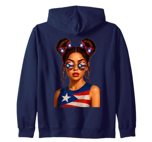 Heritage-Dutt mit Flagge von Puerto Rico für Mädchen, Damen Kapuzenjacke Heritage-Dutt mit Flagge von Puerto Rico für Mädchen, Damen Kapuzenjacke von Boricua Puerto Rico Puerto Rican Flag Apparel
